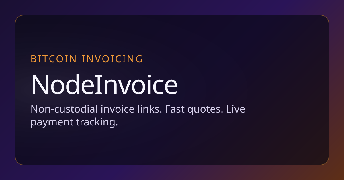 Free Bitcoin invoice generator without custody or complexity. | NodeInvoice